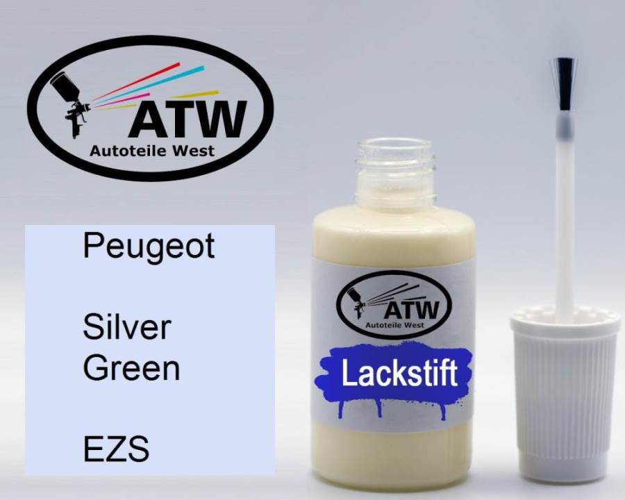 Peugeot, Silver Green, EZS: 20ml Lackstift, von ATW Autoteile West.